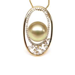 Pendentif haute joaillerie - Ellipse - Perle d'Australie dor