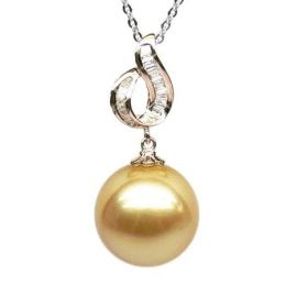 Pendentif contemporain - Perle d'Australie dorée - Or rose, 
