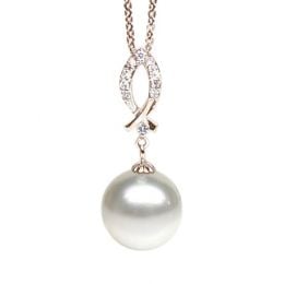 Pendentif Île Bruni - Perle d'Australie blanche - Or rose, d
