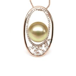Pendentif haute joaillerie - Ellipse - Perle d'Australie dor