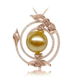 Pendentif orchidée sauvage - Perle dorée des mers du sud or