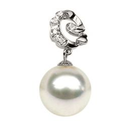 Pendentif création - Perle d'Australie blanche - Or blanc, d
