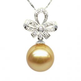 Pendentif noeud classique - Or blanc - Perle d'Australie dor
