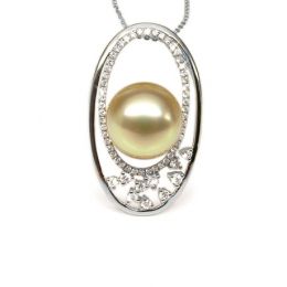 Pendentif haute joaillerie - Ellipse - Perle d'Australie dor