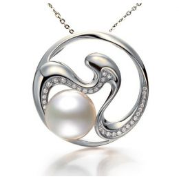 Pendentif fleur de pêcher - Perle d'Australie, diamants, or 