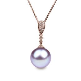 Pendentif Andromède. Perle lavande 10/10.5 mm, Diamants, Or 