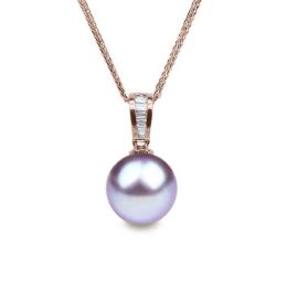 Pendentif Maestro. Perle lavande 10/10.5 mm, Diamants, Or ro