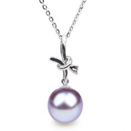Pendentif Noeud Merveilleux. Perle lavande 10/10.5 mm, Or bl