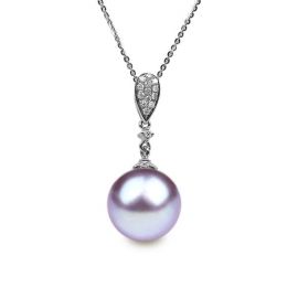 Pendentif Andromède. Perle lavande 10/10.5 mm, Diamants, Or 
