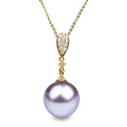 Pendentif Andromède. Perle lavande 10/10.5 mm, Diamants, Or 