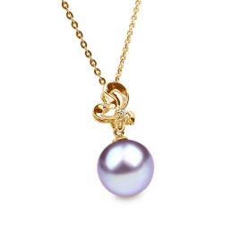 Pendentif Fleur sauvage. Perle lavande 10/10.5 mm, Diamants,
