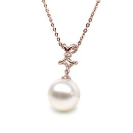 Pendentif ganse classique - Or rose, diamants monté d'une pe