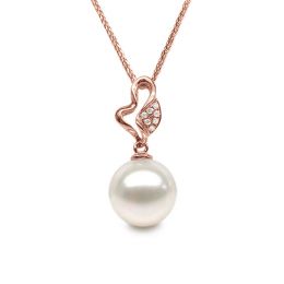 Pendentif jeune pousse printanière - Or rose et perle - 7 di