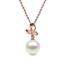 Pendentif perle fleur sauvage - 3 pétales en or rose - Diama