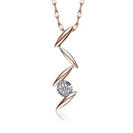 Pendentif diamant or rose - Pétales stylisés fleur de chrysanthème