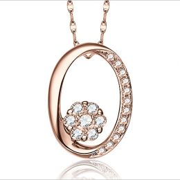 Pendentif O - Fleur préservée - Or rose, diamants 0.19ct