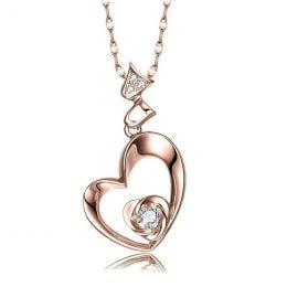 Pendentif Coeur de Rose - Diamants, or rose