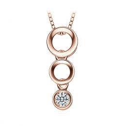 Pendentif contemporain or rose en O - Diamant serti clos de 0.10ct