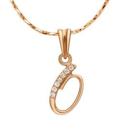 Pendentif 0 - Chiffre zéro - Or rose 18cts et diamants 0.035ct