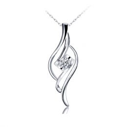 Pendentif Byzantin - Solitaire or blanc - Diamant demi-clos 