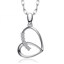 Pendentif coeur de  papillon - Or blanc, diamants