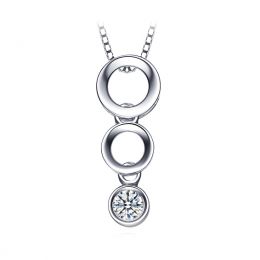 Pendentif contemporain or blanc en O - Diamant serti clos de
