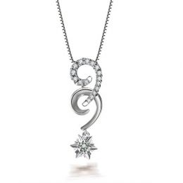 Pendentif 99 - Or blanc - Diamants 0.25ct