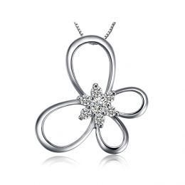 Pendentif fleur en papillon - Or blanc 18 carats - Diamants 