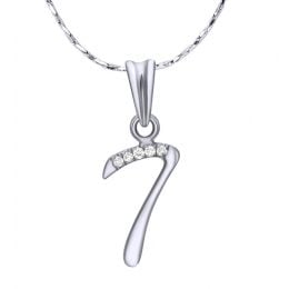 Pendentif chiffre 7 - Or blanc 18cts - Diamants 0.01ct