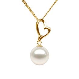 Pendentif cœur de Cupidon or jaune - Perle de culture