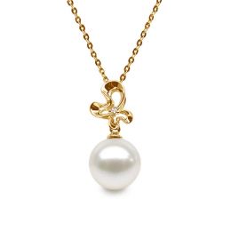 Pendentif fleur sauvage or jaune - Perle d'eau douce et diamant
