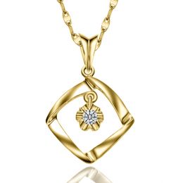 Pendentif diamant or jaune carrelet incurvé - Diamant solita