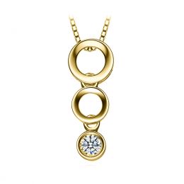 Pendentif contemporain or jaune en O - Diamant serti clos de