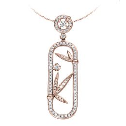 Pendentif bambou majestueux - or rose - Diamants 0.50ct