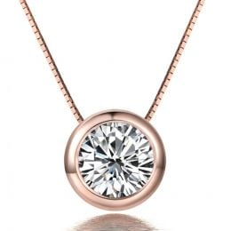 Pendentif solitaire or rose - Diamant serti clos