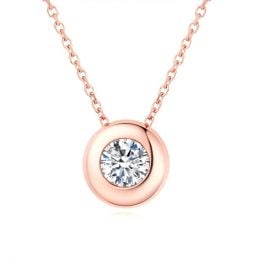 Pendentif solitaire or rose - Diamant serti clos personnalis