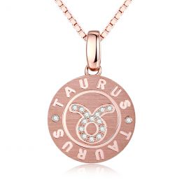 ♉Pendentif Taurus Or rose. Signe du taureau. Zodiaque