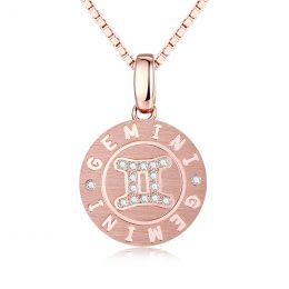 Pendentif Gemini Or rose. Signe des gémeaux. Zodiaque