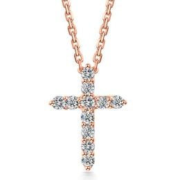 Pendentif religieux forme croix Or rose, Diamants