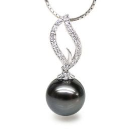 Pendentif Anegada- Passion - Perle de Tahiti, or blanc, diamants