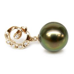 Pendentif création exclusive - Perle de Tahiti - Or jaune, diamants