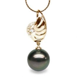 Pendentif symbole liberté - Pendentif aile perle de Tahiti - Or jaune, diamants