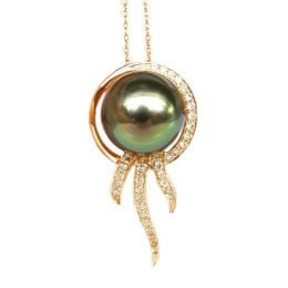 Pendentif océan - Perle de Tahiti - Or jaune, diamants