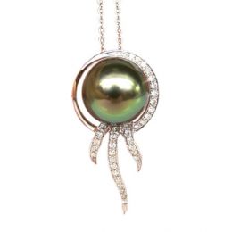 Pendentif océan - Perle de Tahiti - Or blanc, diamants