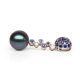 Pendentif boule de saphirs - Diamants - Perle de Tahiti, or