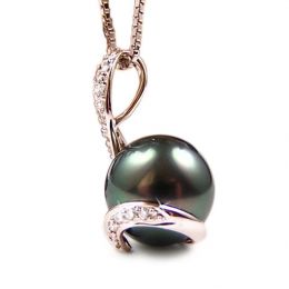 Pendentif Seal - Perle de Tahiti en Écrin d'Or Rose et Diama