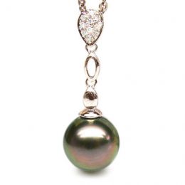 Pendentif Saria- Perle de Tahiti - Or rose, diamants