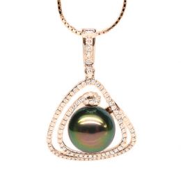 Pendentif trésor des océans - Perle de Tahiti - Or rose, dia