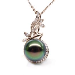 Pendentif Nature - Branche, feuillage - Perle de Tahiti - Or