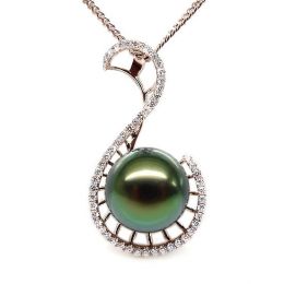 Pendentif Nature - Grâce du cygne - Perle de Tahiti - Or ros